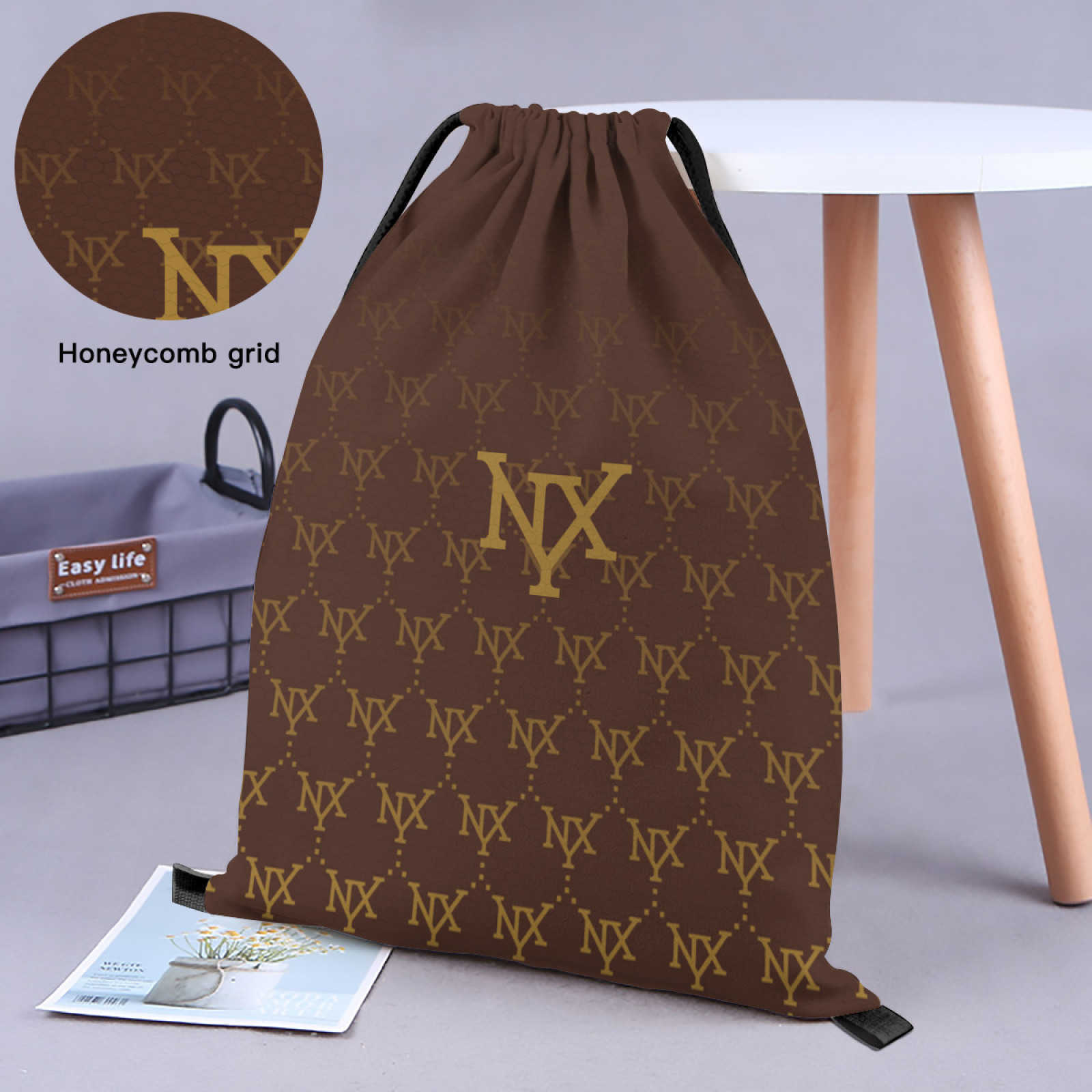 NXY Drawstring Bag Polyester Large Capacity Backpack Drawstring Backpack Outdoor Sport Fitness Storage Bag Thick Rope Polyester Bag