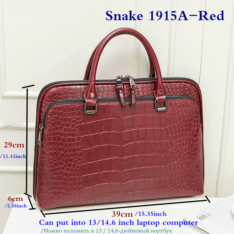 OYIER New Women Briefcase Genuine Leather Business Shoulder Bag Ladies Office Laptop Bags For 13" 14" Book Hp