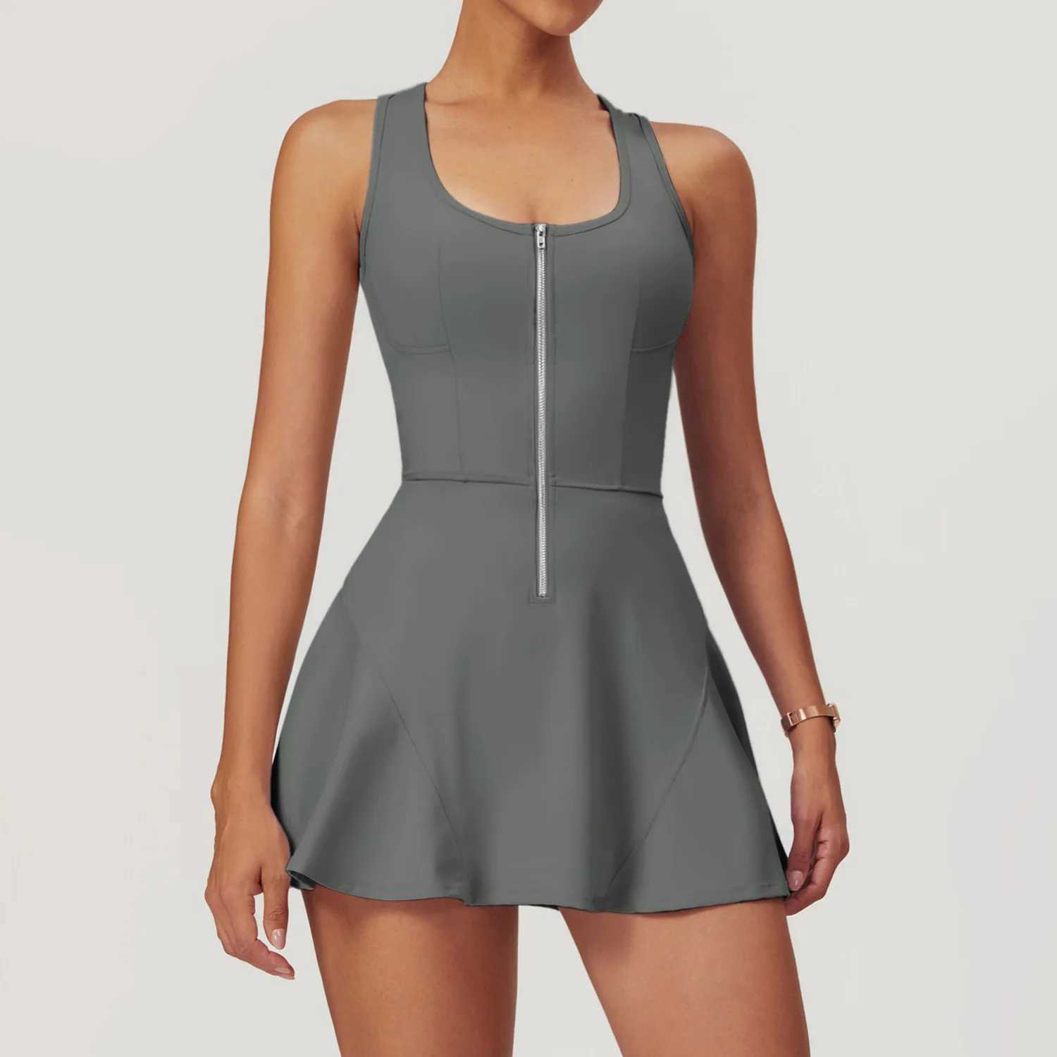 Womens Tracksuit Yoga Set Skirt Jumpsuits Zipper One Piece Fitness Workout Rompers Sportswear Gym Set Workout Clothes For WomenXJ250109