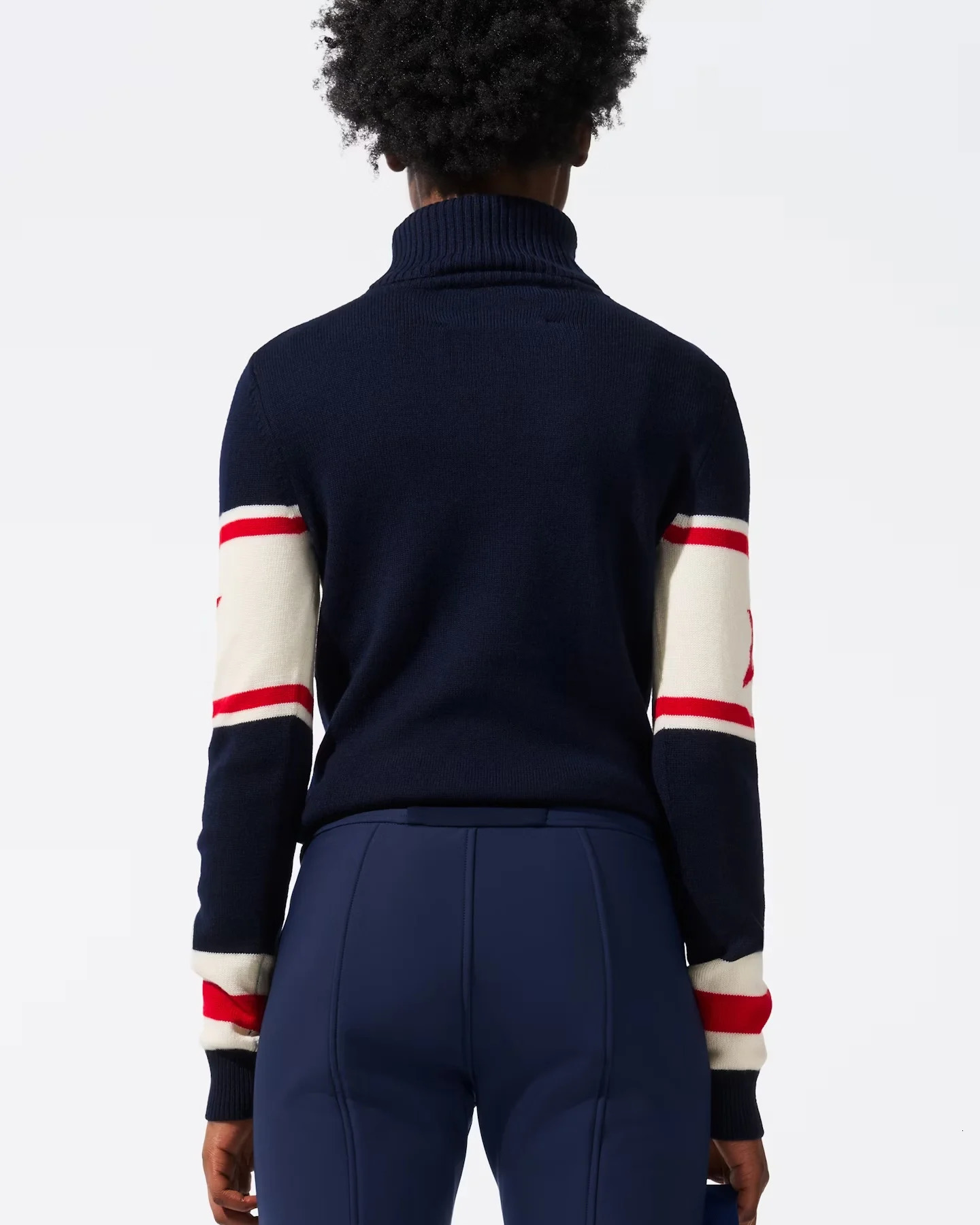 Elegant Harajuku AutumnWinter Jacquard Knitted Letter Stripe Fashion High Collar Slim Fit Trendy Womens Sweater 250108