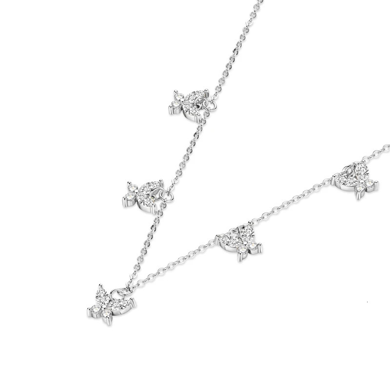 IOGOU Butterfly Choker Necklace Gift Engagement Wedding Jewelry 925 Sterling Silver Simulated Diamond Pendant for Women 250109