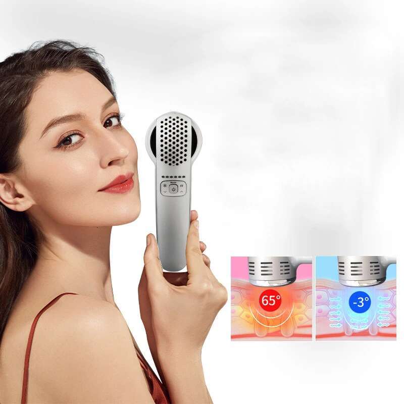 Portable Home Use Care and Facial Hot Cold Handheld Hammer Ultrasound Therapy Face Beauty Skin Rejuvenation Device