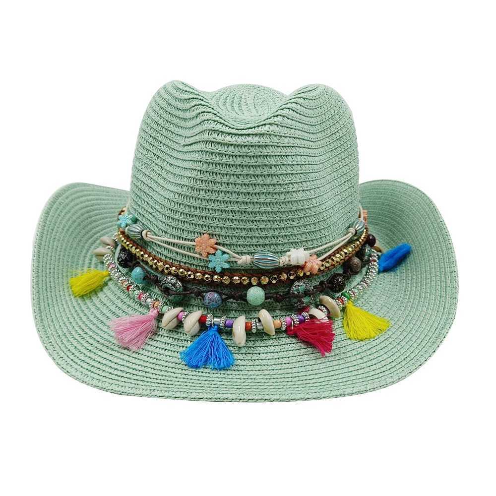 Summer straight hat ethnic style fan hat jazz top sun hat neutral solid color beach hat travel sun hat grass hat X250109