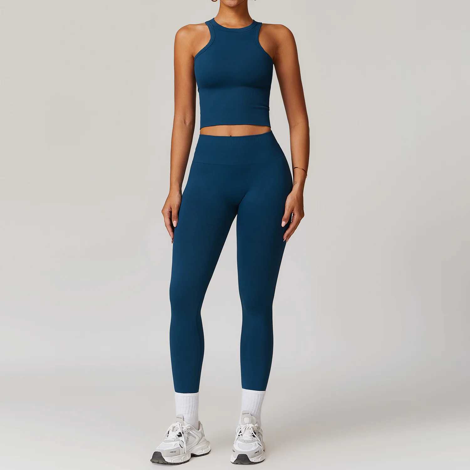 2 Pieces Womens Clothes Seamless Yoga Set Workout Tracksuit Sportswear Gym Clothing High Waist Leggings Fitness Sports SuitsXJ250109