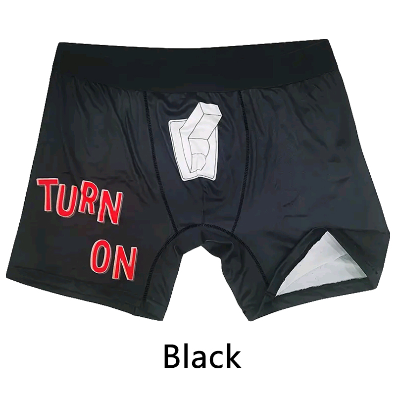 Men Sports Boxers Underwear Underpants Sport Black M L XL Turn On Switch Printing Breathable Ventilate Fashion Fitness Casual