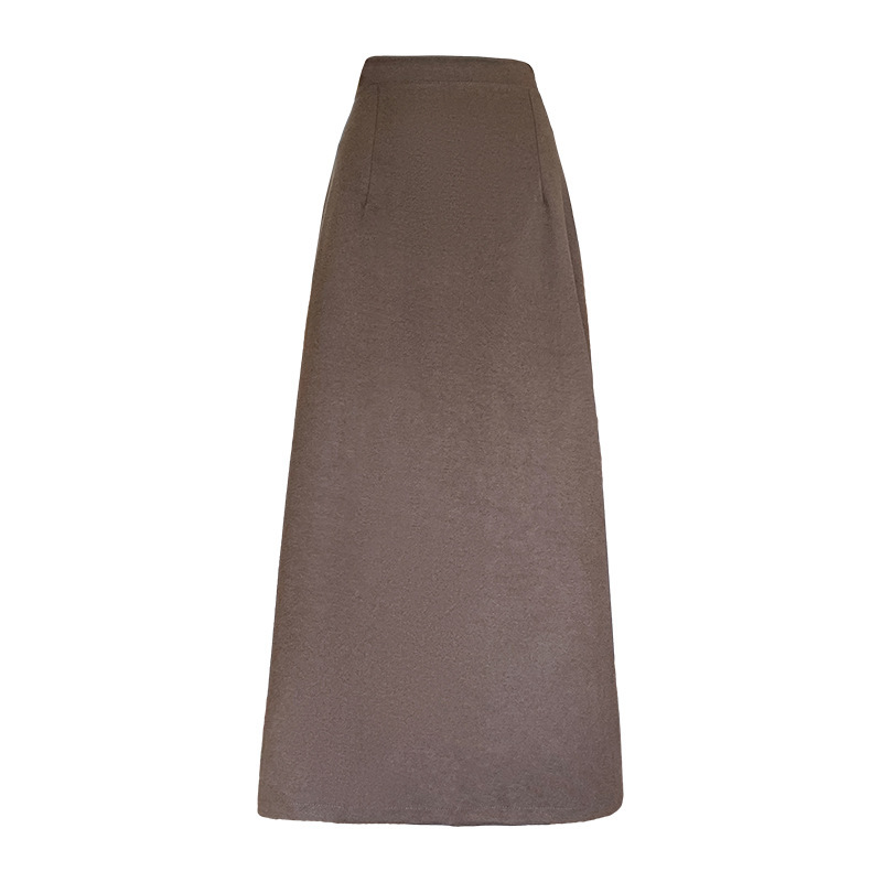 V3109 Skirt Women Autumn Winter New Slit Midi Skirt High Waist Slim Large Size Fashionable All-match Hip Skirt