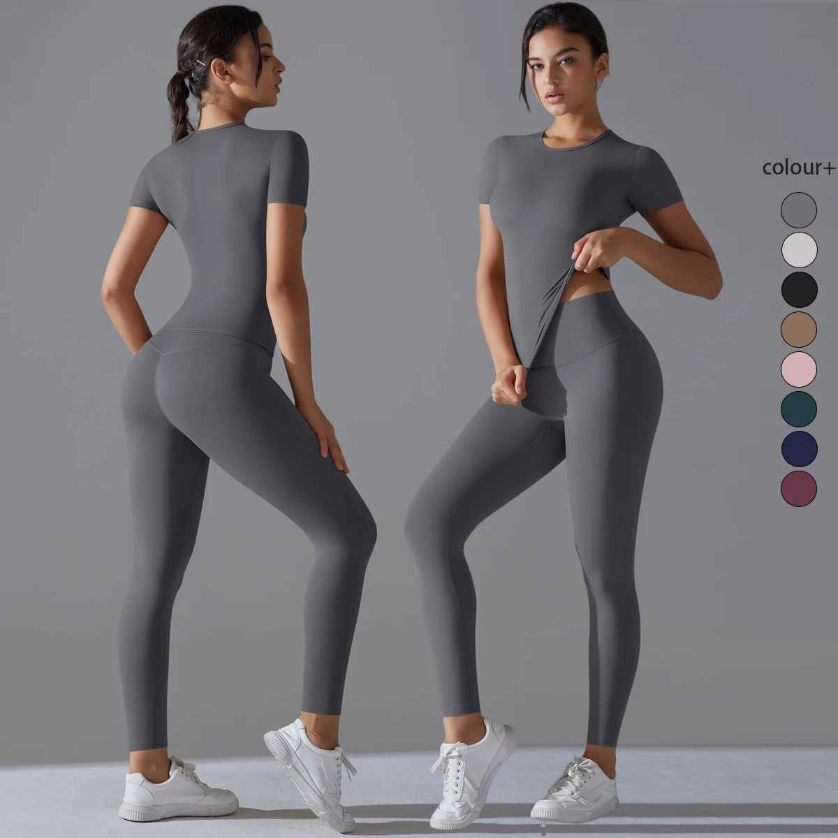 Quick-Drying Gym Leggings Set Yoga Suit Sports Set Sleeve Breathable Stretchy GYM Yoga Slim Fitness Active Top Tight Yoga PantXJ250109