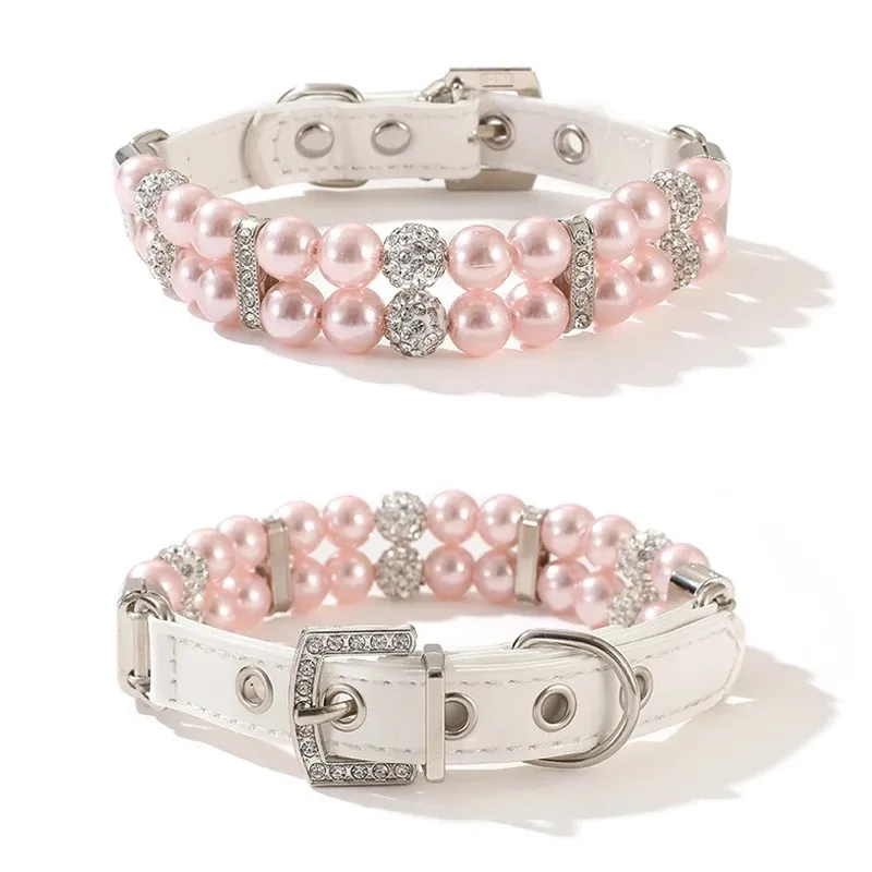Luxurious Pink Bling Jewelry Collar And Leash Set Dogs Elegant Charming Accessory For Cats & Pets