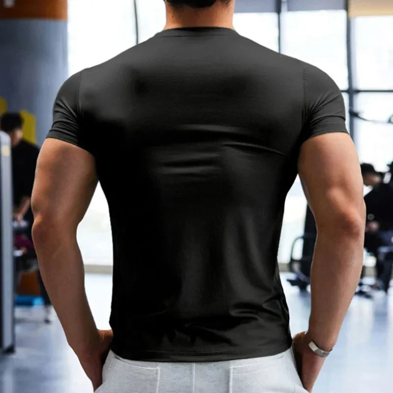 Gym Tshirt Man Plus Size Dry Fit Mens Sports Tshirts Sweatshirt Tops Plain Color Muscle Training Activewear Yoga Clothes Tee 250107