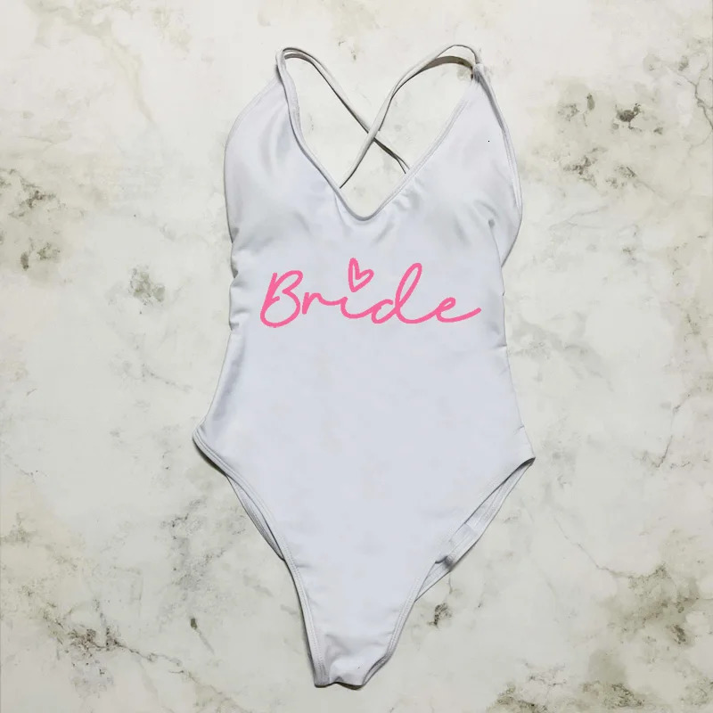 Sexy Padded One Piece Swimsuit Women Team Bride Swimwear Bikini Summer Bathing Suit Plus Size Beachwear Bachelorette Party Lady 250108