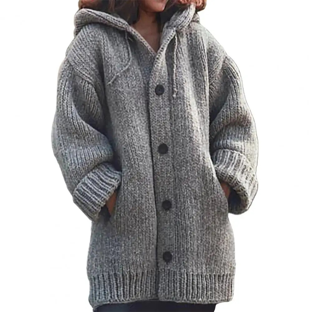 5xl Warm Autumn Winter Sweater Long Sleeve Cardigans Vintage Knitted Sweaters for Women Mid Length Coat Streetwear 250106