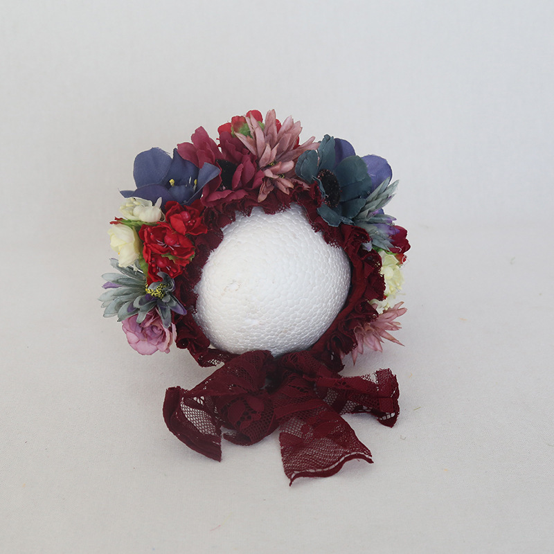 PW Baowo Childrens Pography Prop Flower Hat born Hundred Days Studio Pography Prop Hat Set 250110