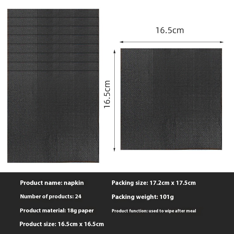 Hot selg solid color set, black tablecloth, paper cup, tissue, disposable party supplies