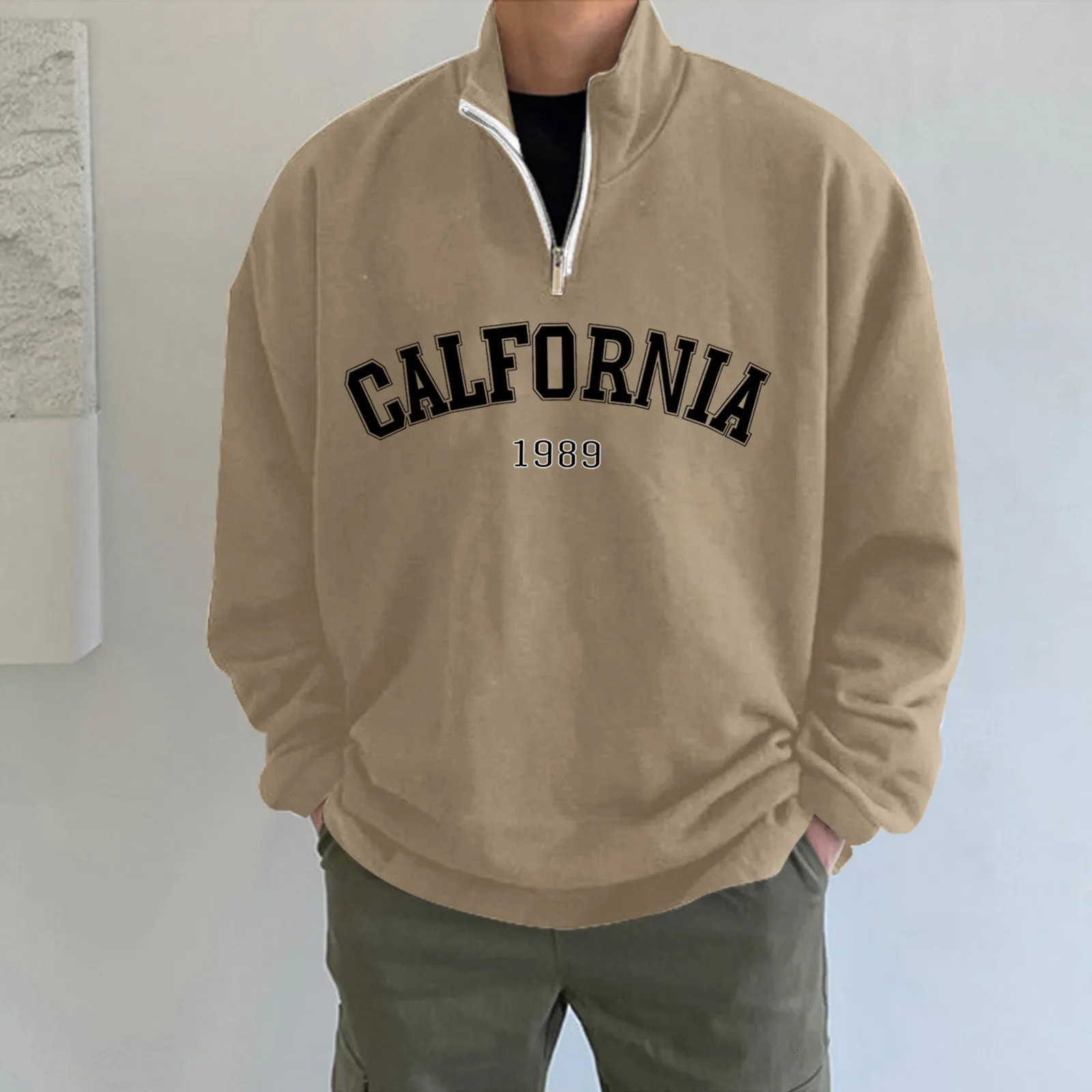 Hoodie For Men Fall Winter Fleece Sweatshirts Letter y Turtleneck Hoodies Pullover Vintage Streetwear Warm Sweats 250106