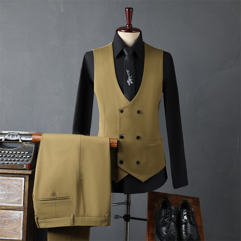 H297 Men's Korean style slim fit business wedding casual suit