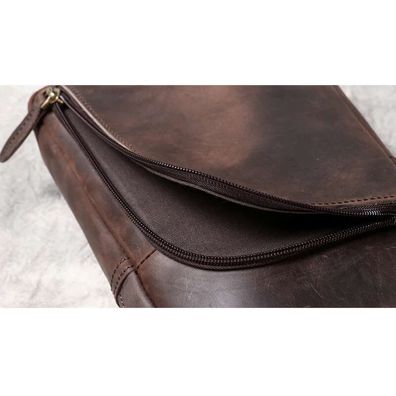 Handmade Genuine Leather Chest Sports Phone Retro Large Capacity Crossbody 7.9 Inch Mini Ipad Men's Bag Leathfocus