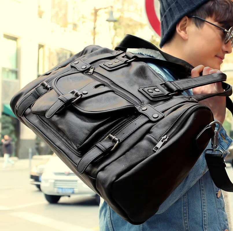 Large Capacity Male PU Leather Travel Casual Lage Bag Multifunction Shoulder Bags Handbag Crossbody Bolsos