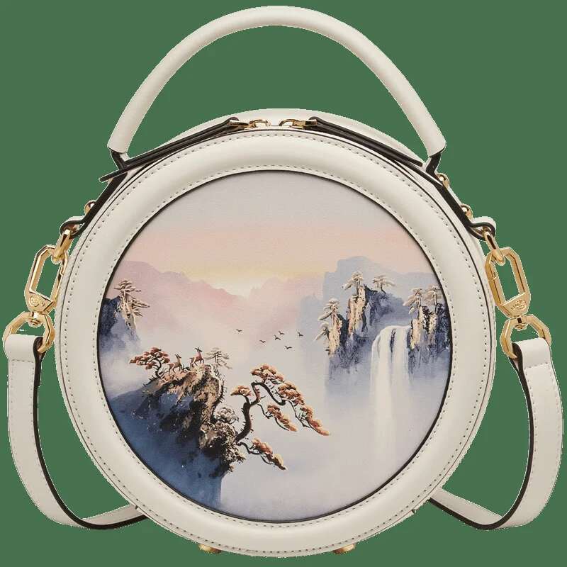 Limited Chinese Style Women Cow Leather Crossbody Bag Original Single Shoulder Round Girls Royal Purses #Sc1609