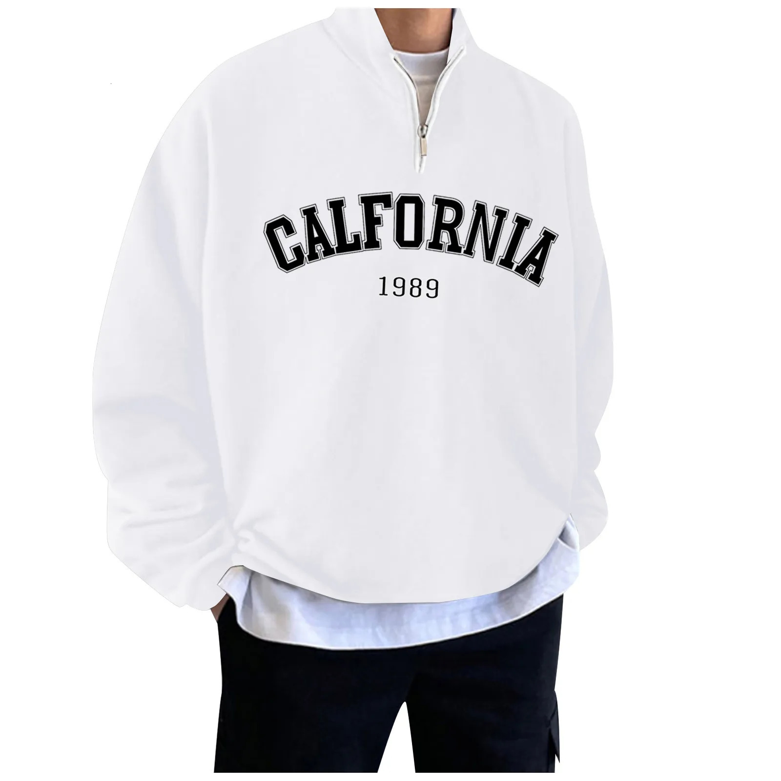 Hoodie For Men Fall Winter Fleece Sweatshirts Letter y Turtleneck Hoodies Pullover Vintage Streetwear Warm Sweats 250106