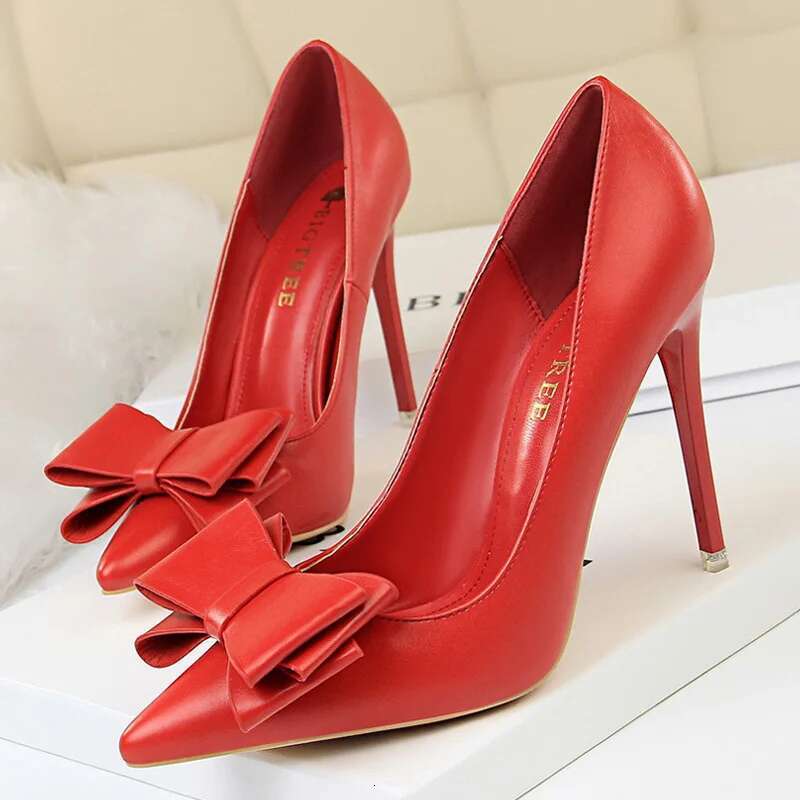 BIGTREE Bow-Knot High 2025 Fashion Women Heels Lady Stiletto Wedding Shoes Classic Pumps Footwear