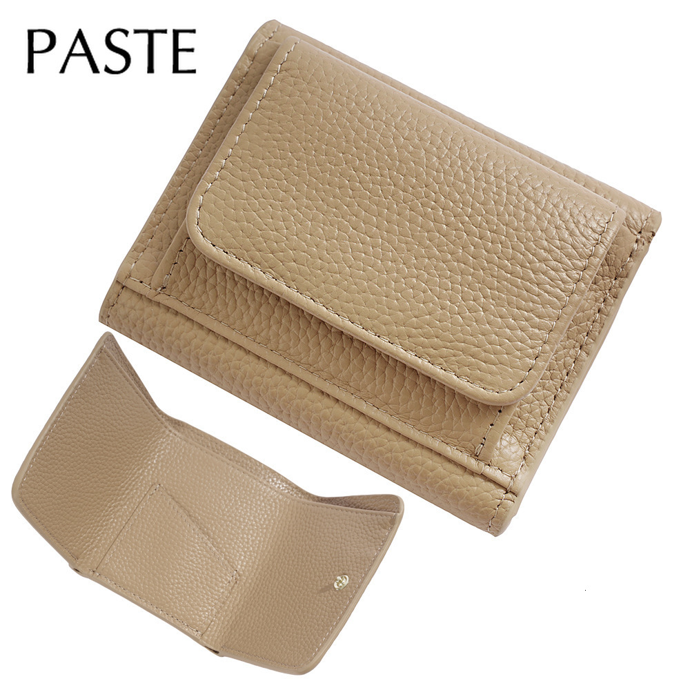 New Japan Style Three Fold Short Clip Female Wallet Portable Lady Coin Purses Genuine Cow Leather Multi-Card Bag Mini Pouch