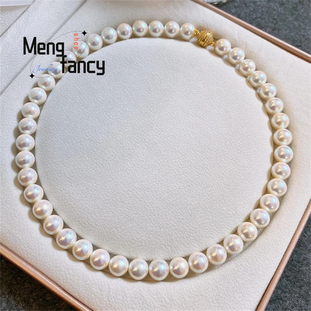 Natural Magnetic Clasp Mother of Pearls Pastel Pearl Necklace Versatile Simple Temperament Exquisite Fashion Fine Jewelry250108
