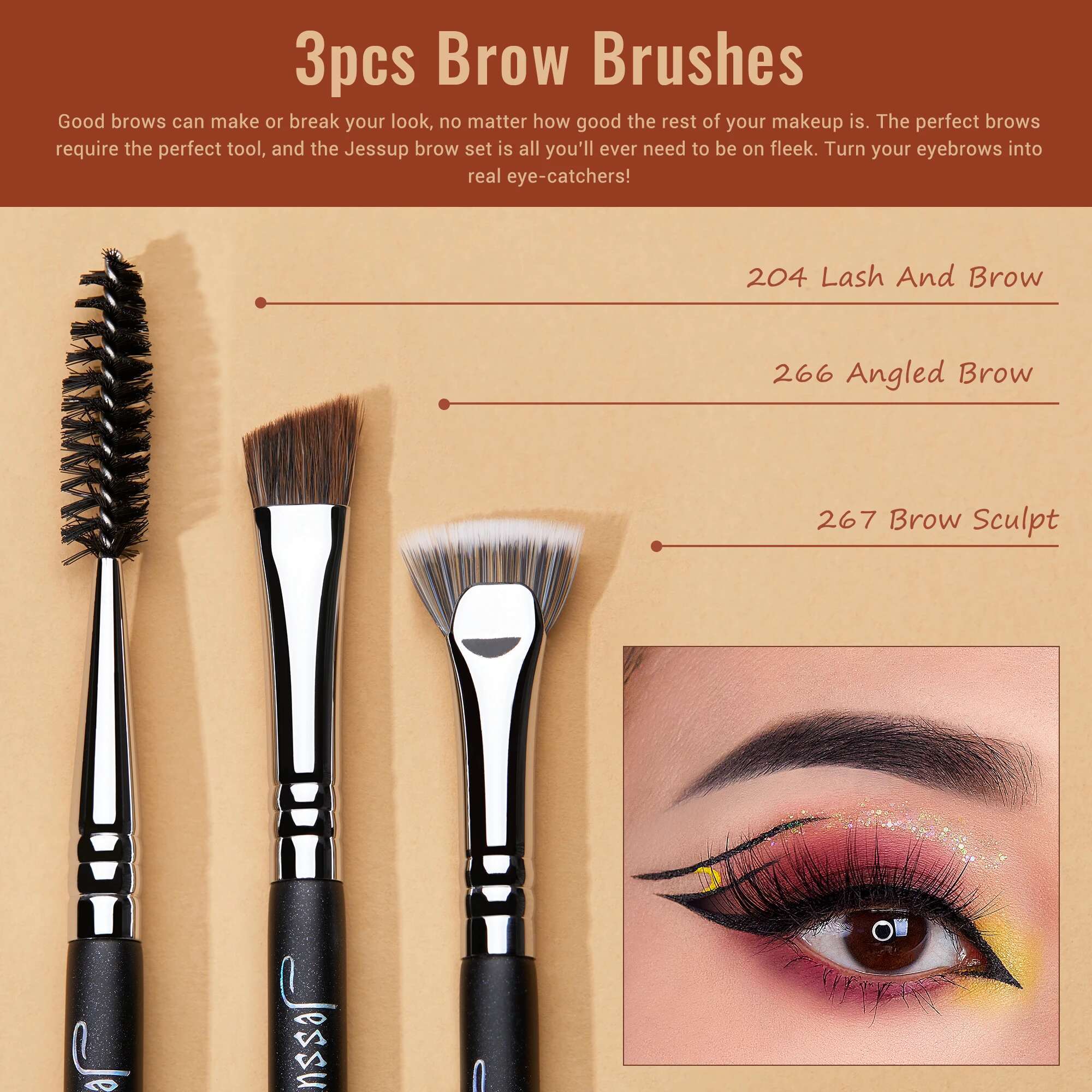Jessup Brushes Set,Professional Makeup Brush,Synthetic Eye Blending Eyeshadow Brush Eyebrow Crease Shader T341
