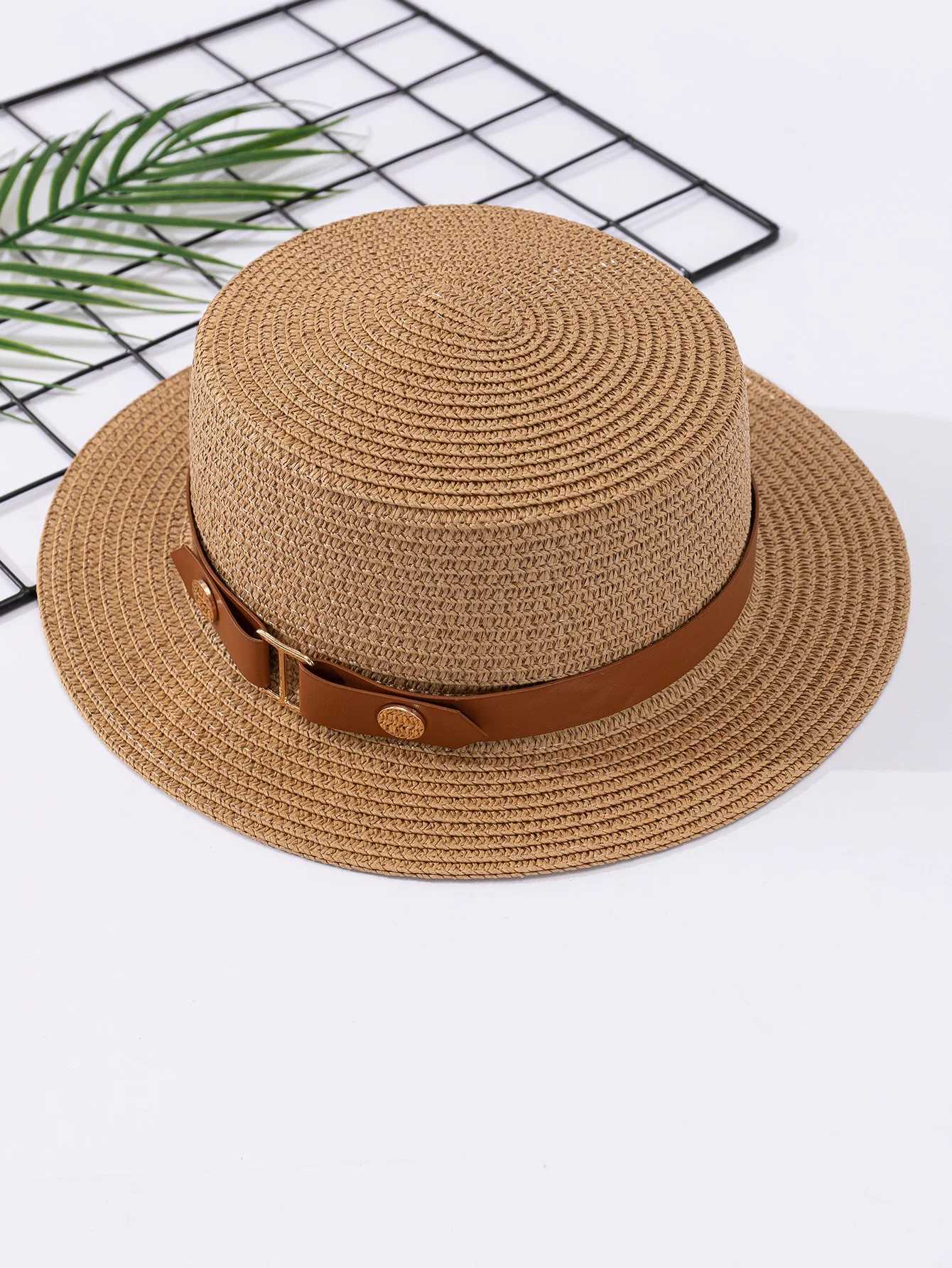 France UK summer high waisted beach hat with flat top temperature top hat beach holiday sun hat X250109