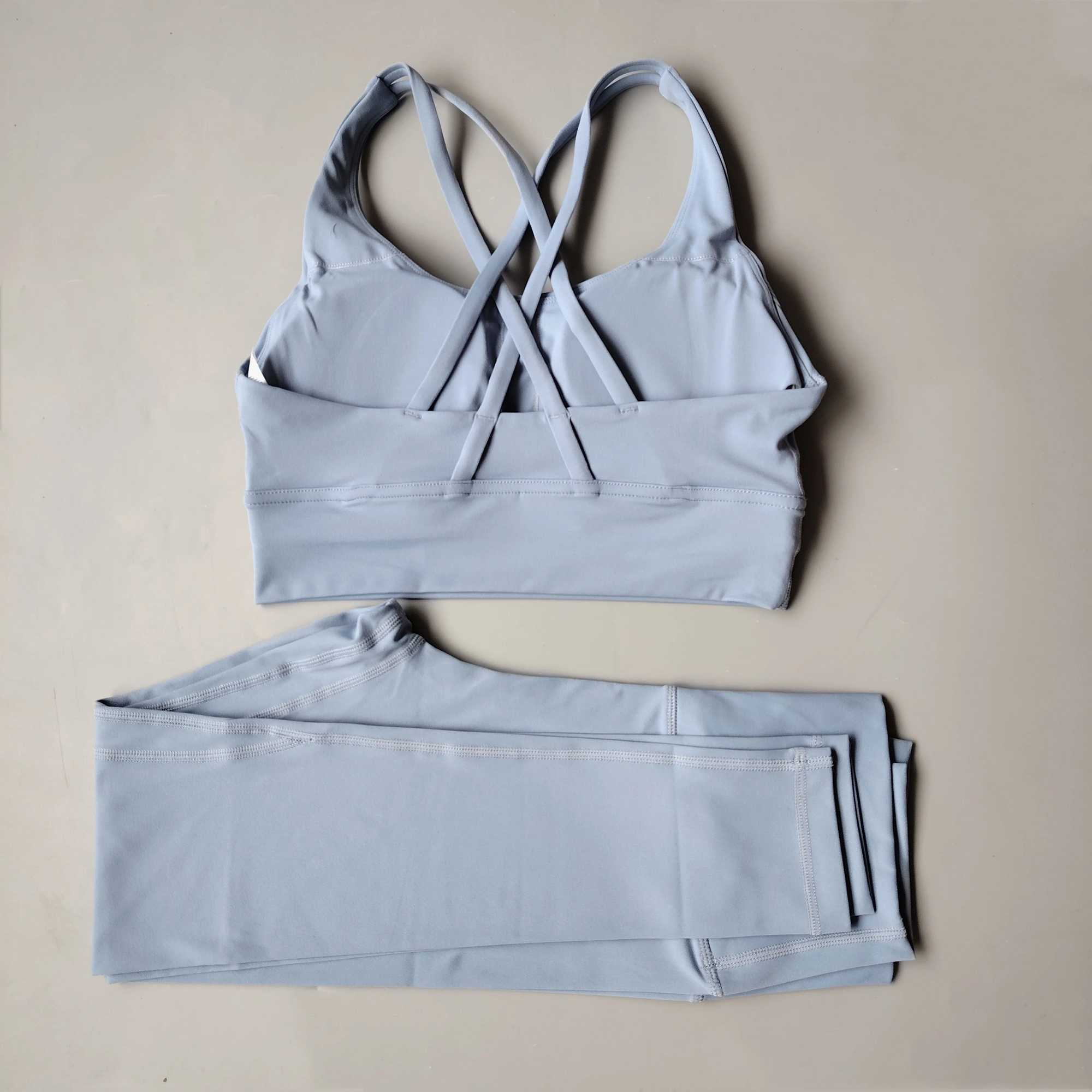 Sexy Yoga Clothes Gym Solid Color Sports Bra Women Leggings Crossed Back Sports Suit Fitness Clothes Soft Breathable ComfortableXJ250109