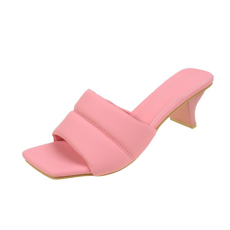 Women Slippers High Heel Increase Height New Fashion Coarse Heel Sandals Triple Black Beige Pink Silver Free shipping