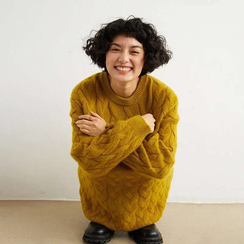 Tailor Sheep Winter 100% Cashmere Sweater O-Neck Knit Pullover Women's High Quality Female Loose Large Size Girls Top