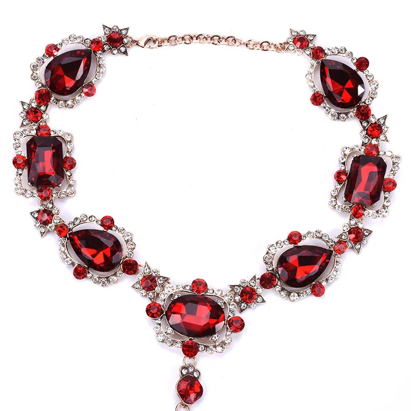 Sexy Bodychain Jewelry Accessory Ruby Red Crystal Rhinestone Bra Harness Corset Necklace Waist Body Chain for Women Men 250107