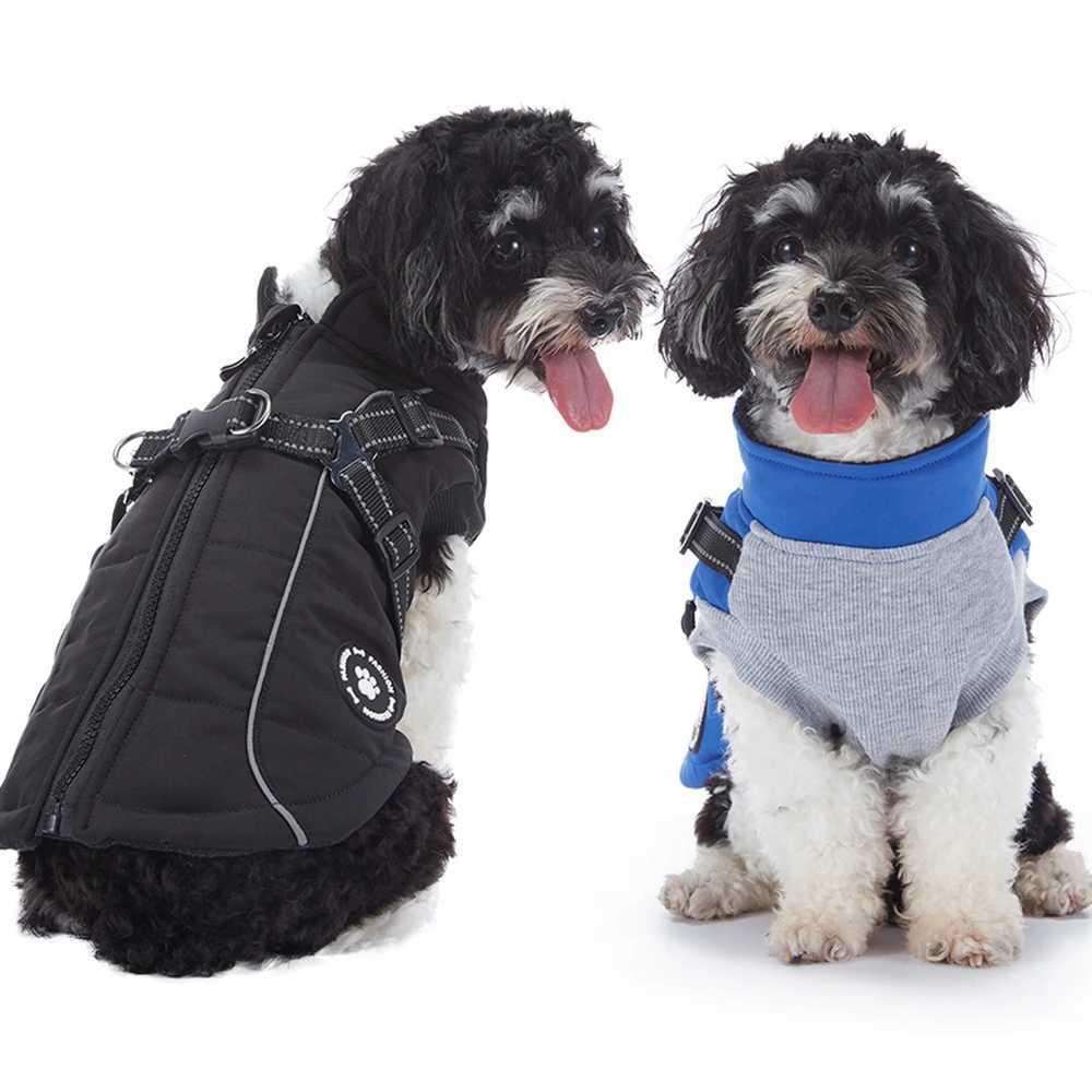 Pet Dog Waterproof Warm Jacket With Harness Reflective Dog Clothes For Small Large Dogs Coat Chihuahua French Bulldog OutfitsXJ250109