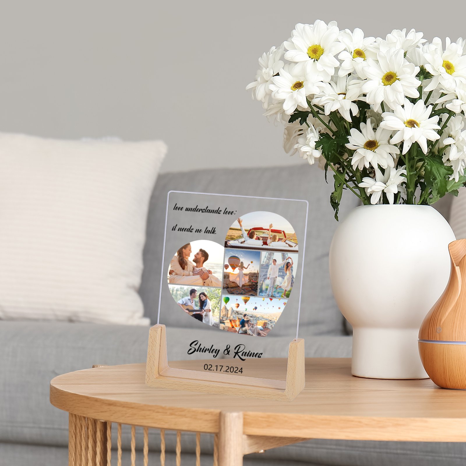 Custom Heart Photo Collage Frames for Couple Wedding Anniversary Gifts Personalized Love Picture Frame New Home Bedroom Decor H260306