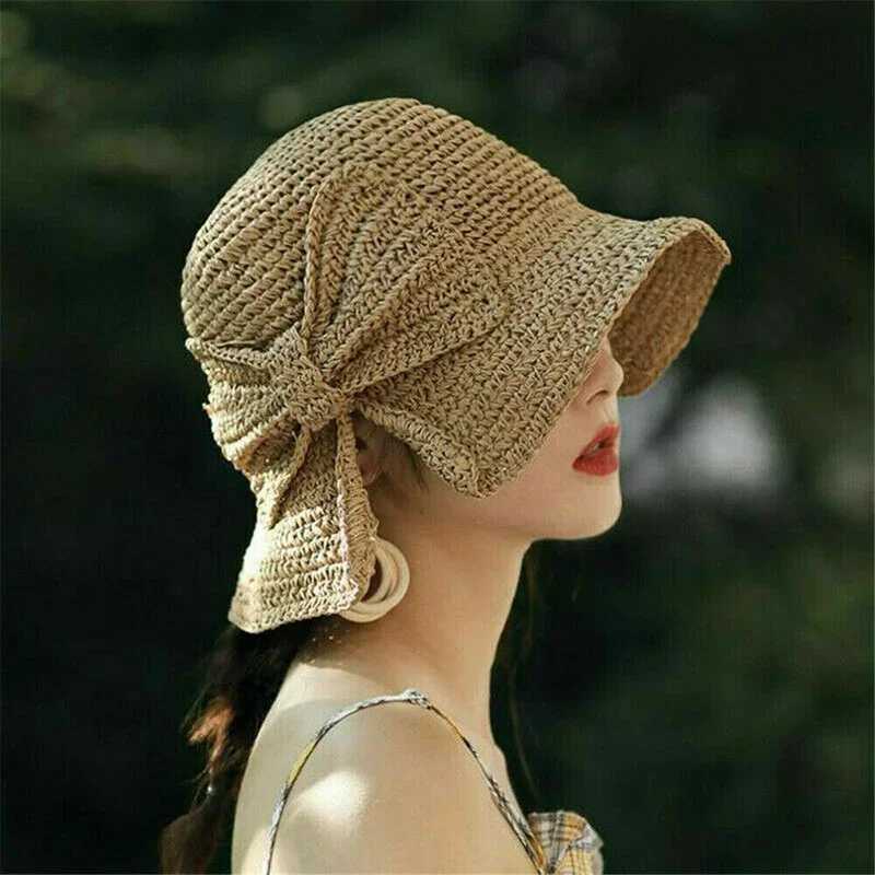 Simple Foldable Wide Brim Floppy Girls Straw Hat Sun Hats Beach Wen Summer Hat UV Protect Travel Cap Lady Caps Fem X250329