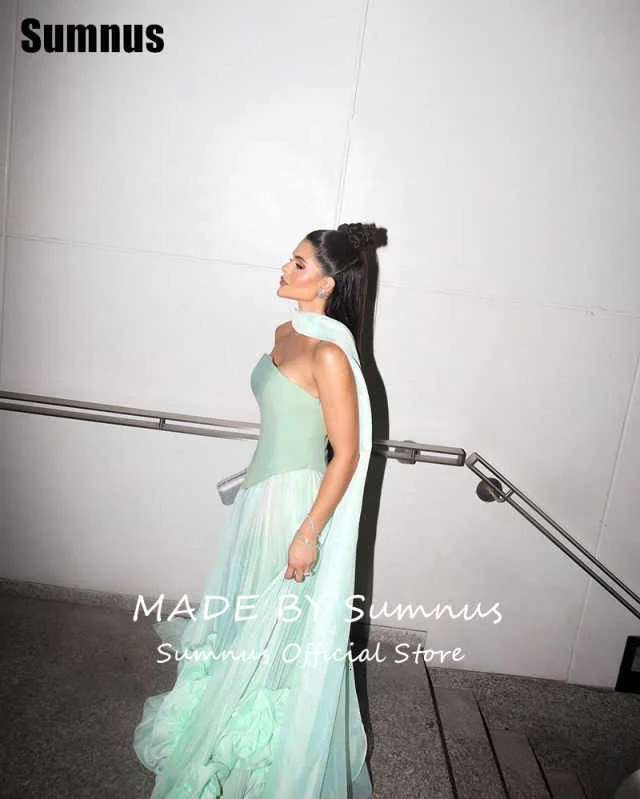 SUMNUS Elegant ALine Prom Dress Chiffon Ruched Ruffle Sleeveless Formal Evening FloorLength Vestidos de noche Customized 250106