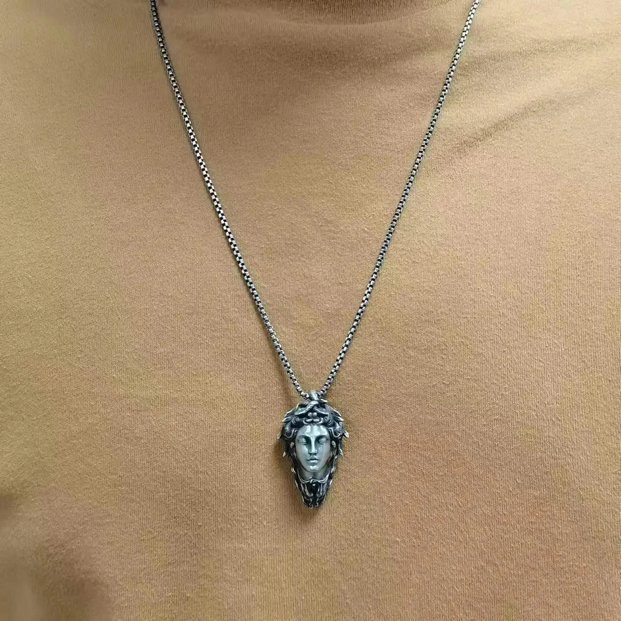 Handcrafted Sterling Silver Medusa s925 Necklace Ancient Greek Myth Snake Woman Pendant Featured 250109