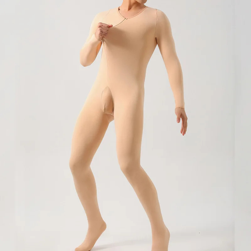 320g Men Thickened Add Plush Thermal Onesie Underwear Side Open Cock Pouch Bodysuit Winter Warm Wear Jumpsuit Pajamas Plus Size 250102