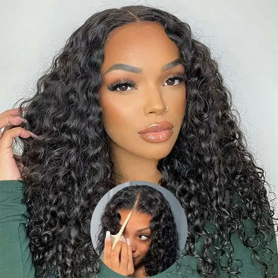 And Go Deep Wave 6X4 5X5 Lace Closure Wig With Plucked Haire Pre Cut Curly Glueless Wigs Human Hair Ready To Wear