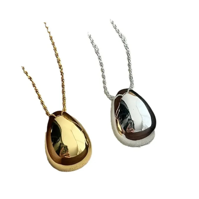 Bilandi Fashion Jewelry Simple Delicate n Smooth Metal Teardrop Pendant Necklace For Women Female Party Gift Drop 250109