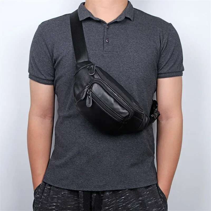 Casual Packs Genuine Waist Bag Men Women Real Cow Leather Fanny Pack Belt Bum/Hip Male Female Cross Body