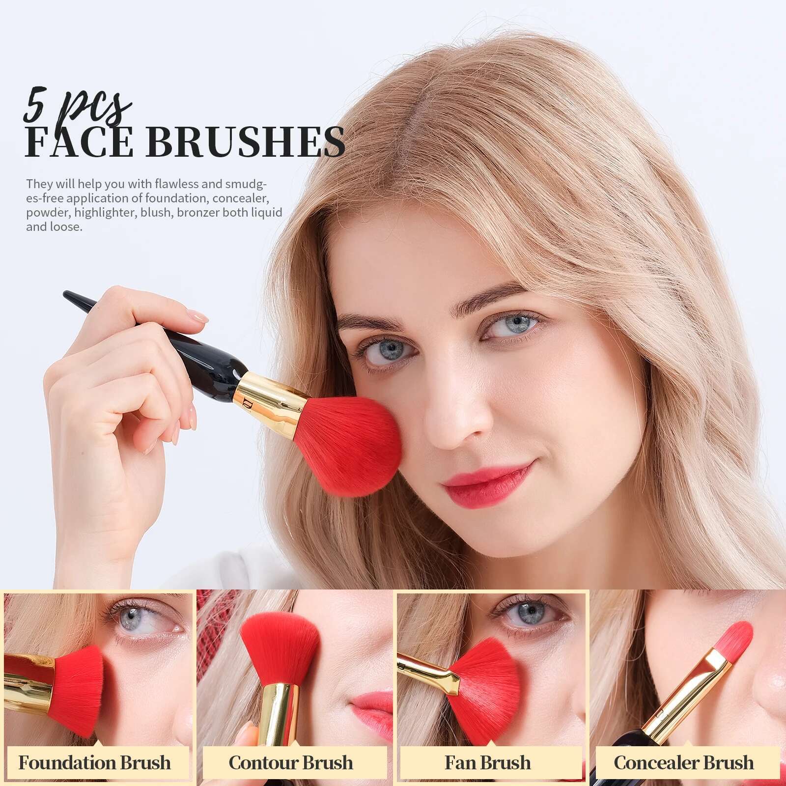 DUcare Makeup Brushes 12Pcs The Queen Seris Premium Gifts Foundation Powder Face Blush Eyeshadow Make up Brush Rubber Handle Set