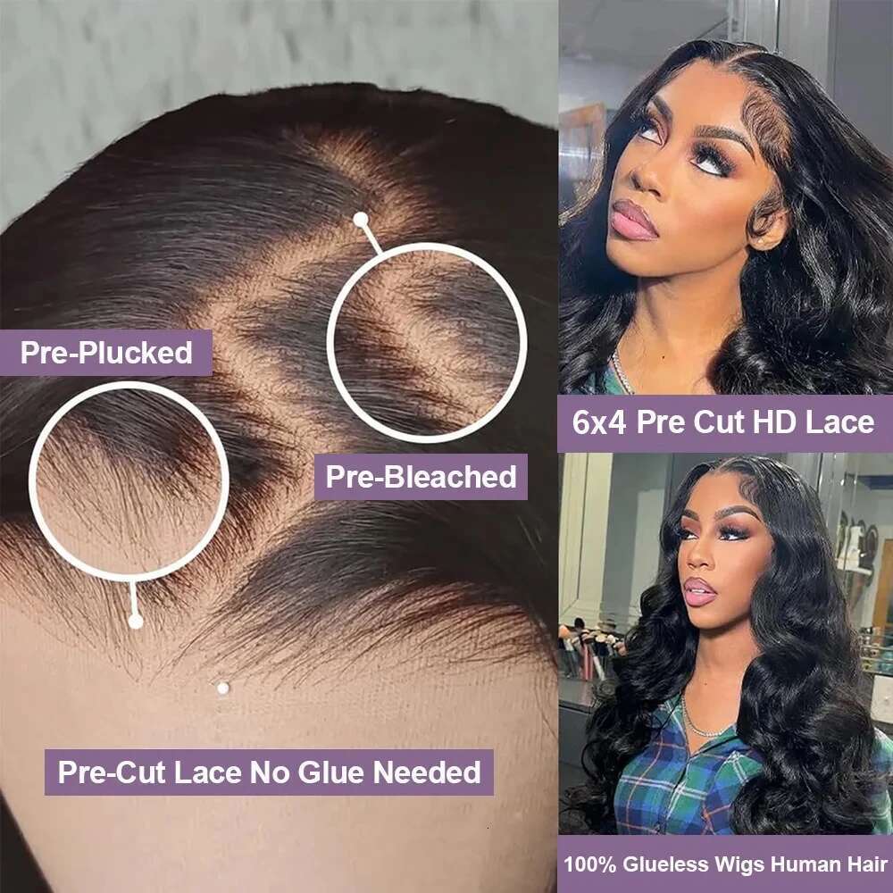 Glueless Wig Human Ready To Wear Preplucked Brazilian Hair Body Wave 5X5 Lace Frontal Wigs For Women Pre Cut No Glue 100%