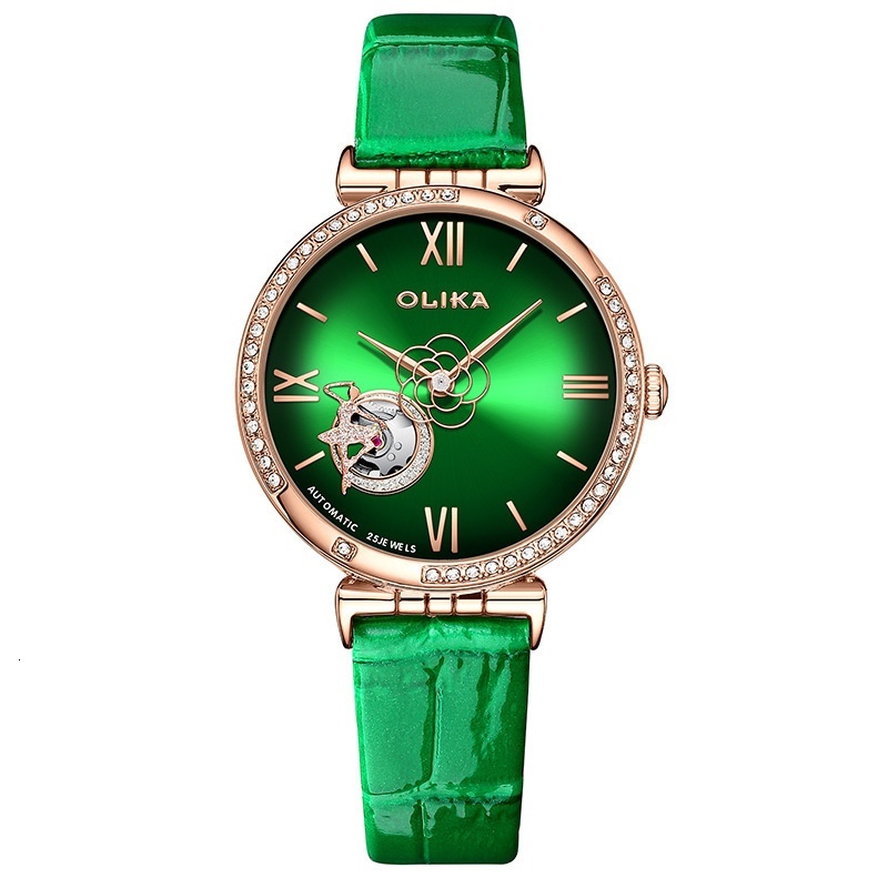 Stylish Women's Automatic Skeleton Mechanical Watch with Diamond Accents