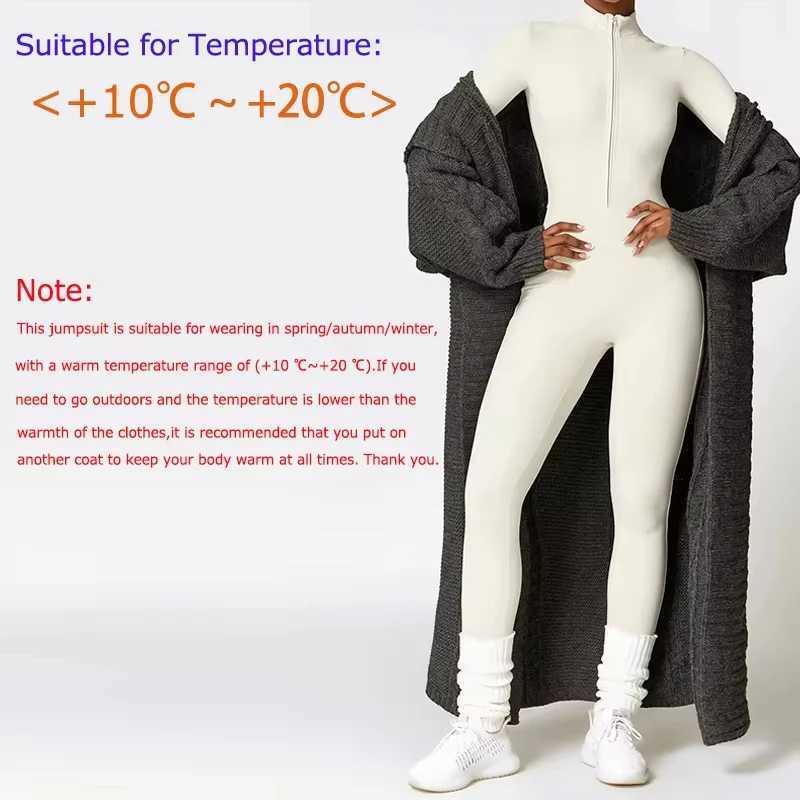 Winter Warm One-Piece Yoga Jumpsuits Sports Suit with Long Sleeves Fitness Sets Gym Wearing Bodysuit Womens Jumpsuit SportswearXJ250109