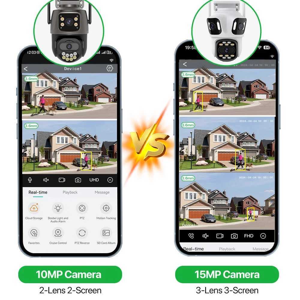 Three lens three screen IP camera WiFi external dual lens automatic tracking 15MP secure PTZ camera 4K high-definition iCsee video surveillance X25011