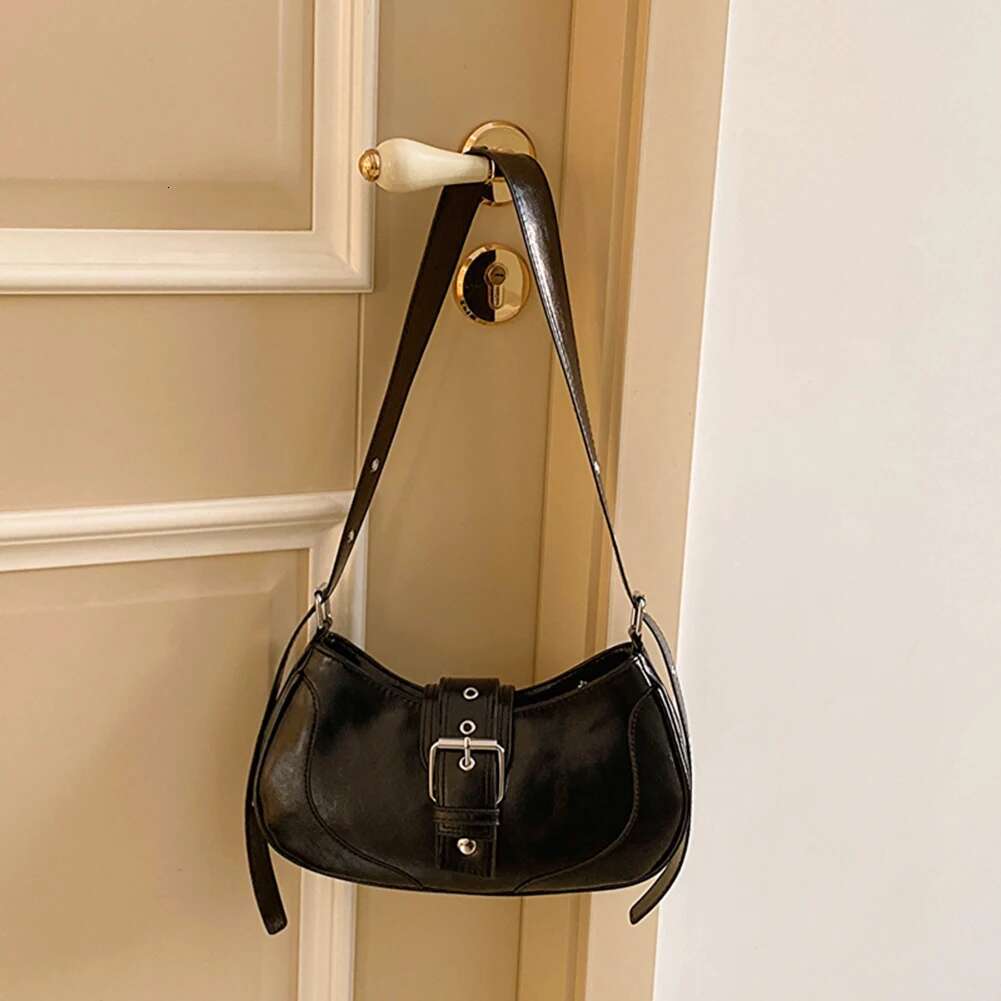 Retro Belt Design Underarm PU Leather Shoulder Bags For Women 2024 Y2k Spicy Girl Crossbody Bag Hobos Commuter Handbags