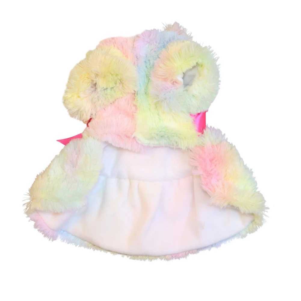 Pet Dog Fluffy Pink Bowknot Skirt Plush Coat Color Coral Fleece Dresses Winter Pet Color Gradient Dress for Small Dog Cat JacketXJ250109