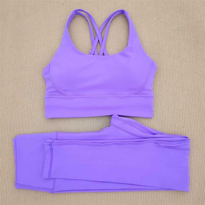 Sexy Yoga Clothes Gym Solid Color Sports Bra Women Leggings Crossed Back Sports Suit Fitness Clothes Soft Breathable ComfortableXJ250109
