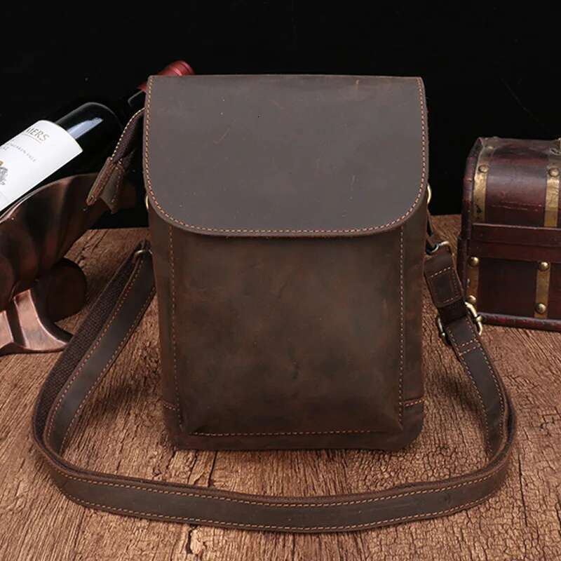 100% Genuine Leather Male Waist Vintage Style Men Travel Fanny Pack European Man Outdoor Phone Bags With Shoulder Strap